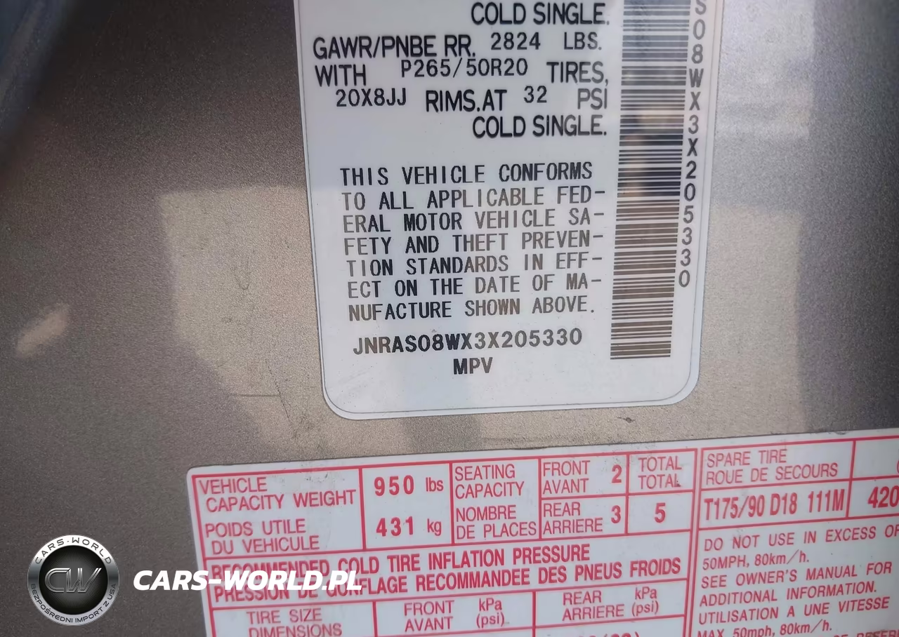 2003 Infiniti Fx35 VIN:JNRAS08WX3X205330 - 9
