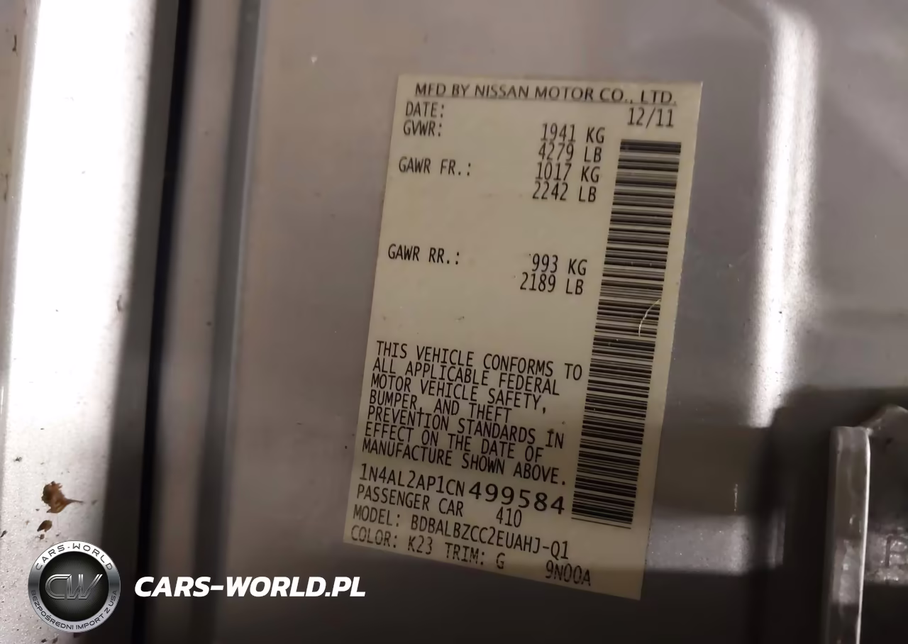 2012 Nissan Altima 2.5 S VIN:1N4AL2AP1CN499584 - 9