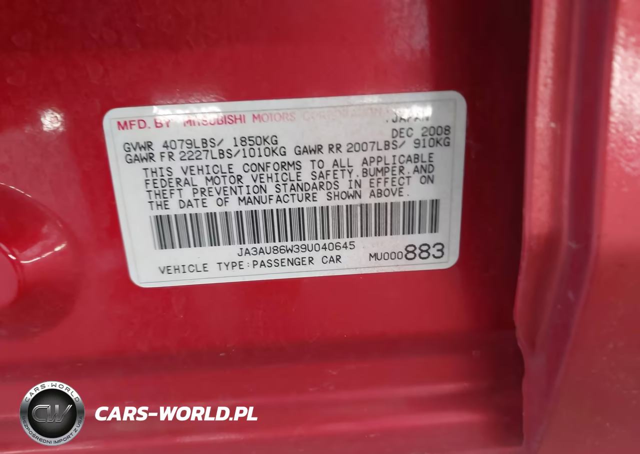 2009 Mitsubishi Lancer Gts VIN:JA3AU86W39U040645 - 9