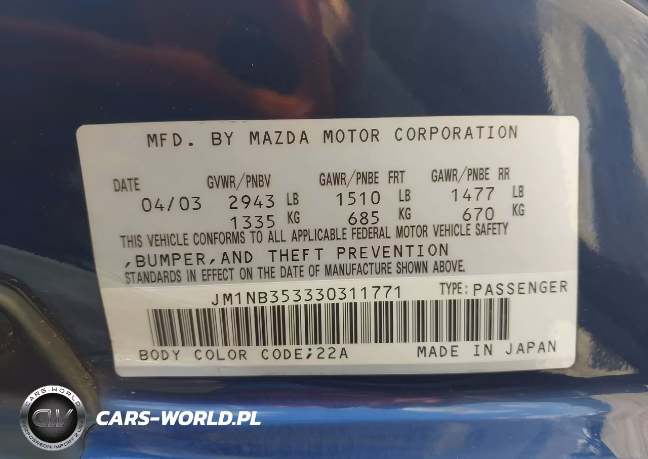 2003 Mazda Mx-5 Miata Cloth-Ls-Se-Shinsen VIN:JM1NB353330311771 - 9