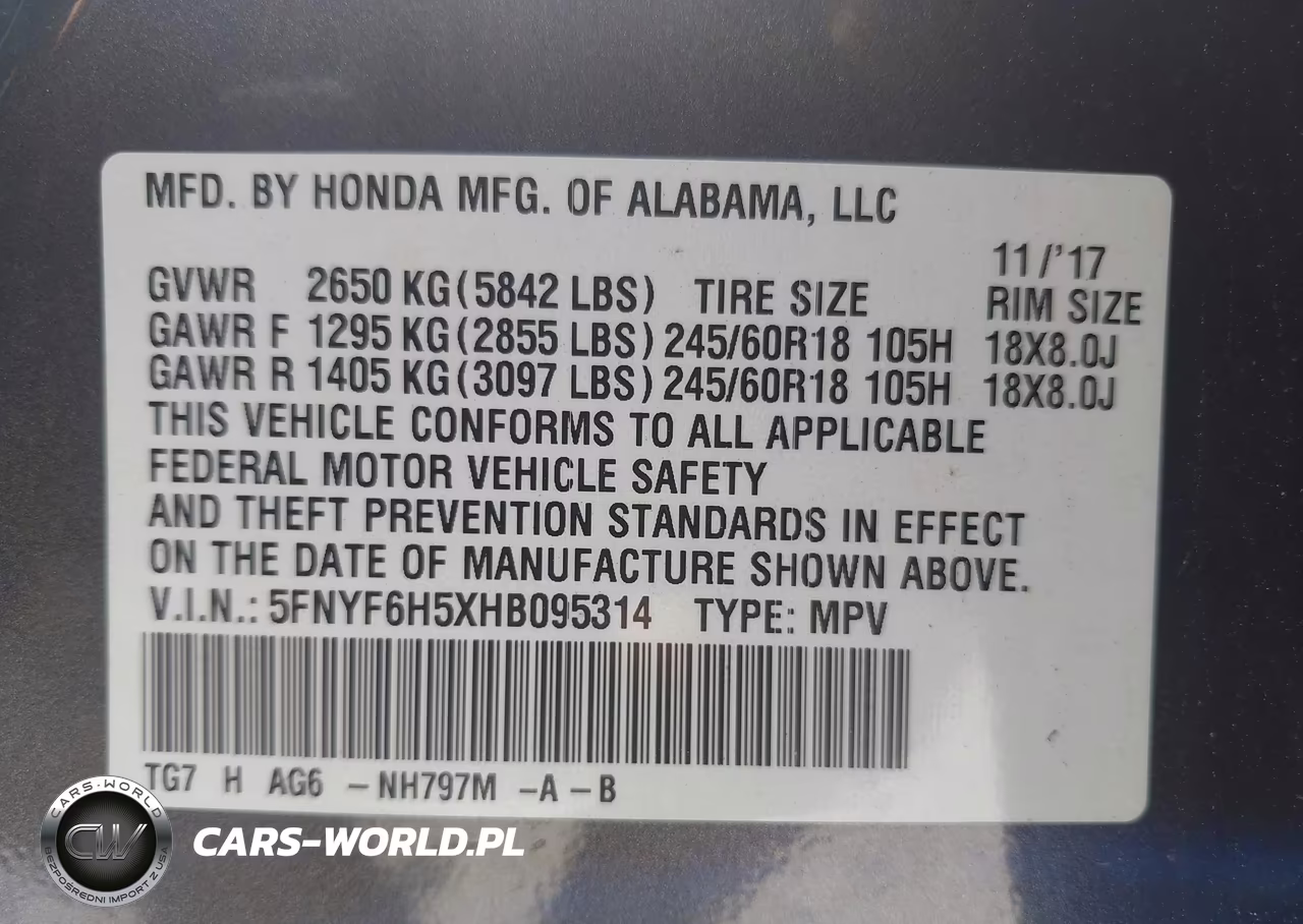 2017 Honda Pilot Ex-L VIN:5FNYF6H5XHB095314 - 9