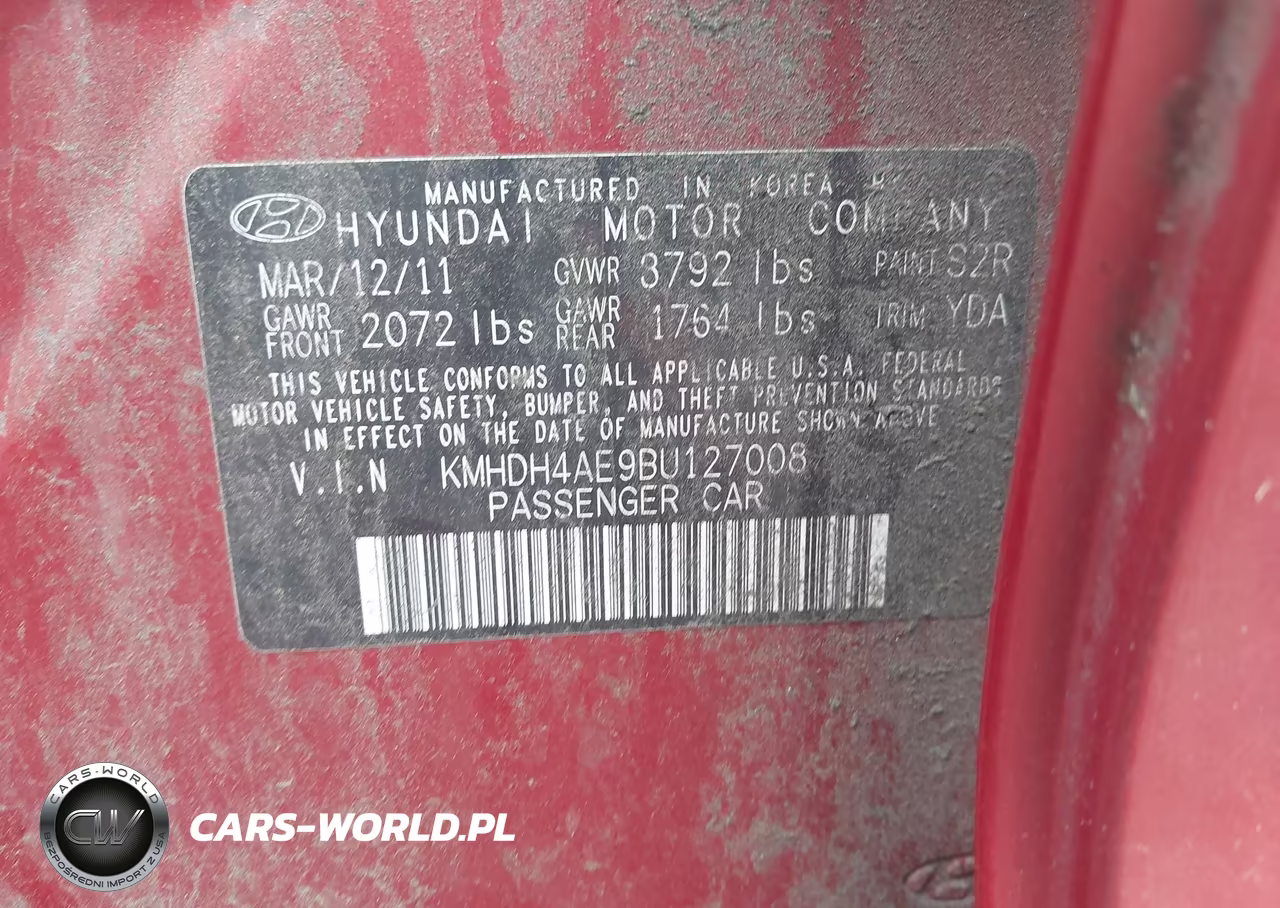 2011 Hyundai Elantra Gls (Ulsan Plant) VIN:KMHDH4AE9BU127008 - 9
