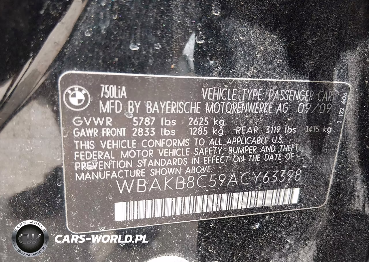 2010 BMW 750Li VIN:WBAKB8C59ACY63398 - 9