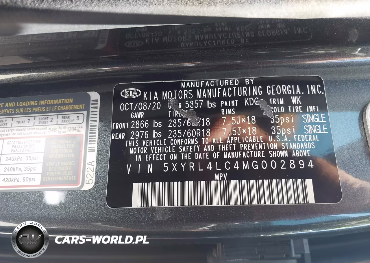 2021 Kia Sorento S VIN:5XYRL4LC4MG002894 - 8