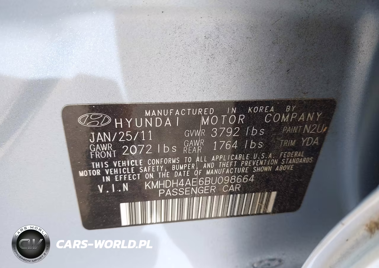 2011 Hyundai Elantra Limited (Ulsan Plant) VIN:KMHDH4AE6BU098664 - 9