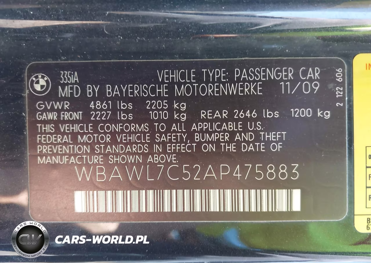 2010 BMW 335I VIN:WBAWL7C52AP475883 - 9