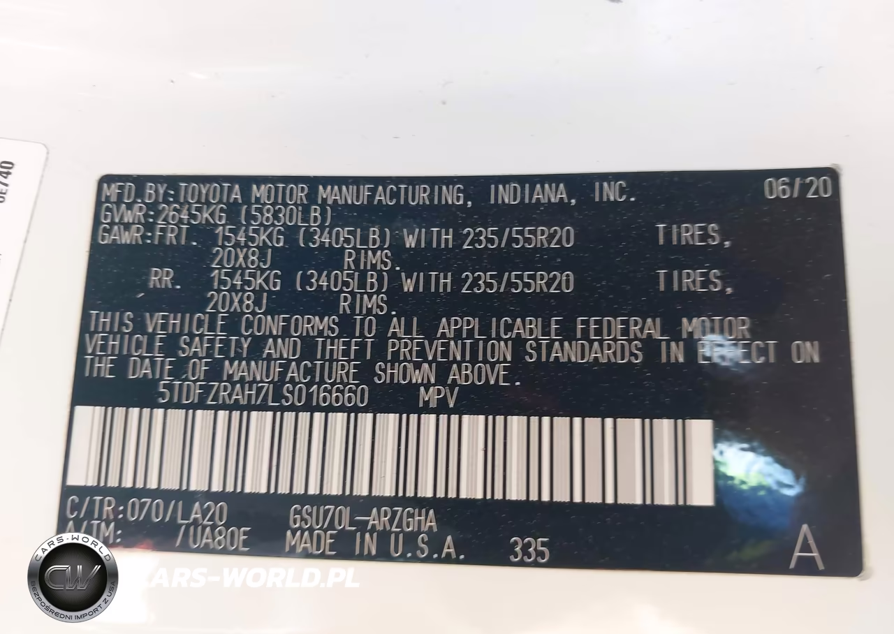 2020 Toyota Highlander Platinum VIN:5TDFZRAH7LS016660 - 9