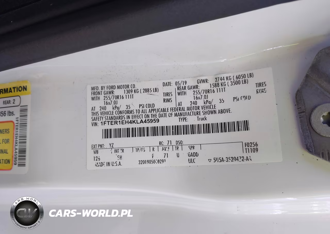 2019 Ford Ranger Lariat-Xl-Xlt VIN:1FTER1EH4KLA45959 - 9
