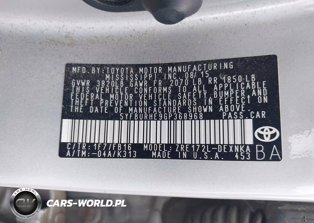 2016 Toyota Corolla Le VIN:5YFBURHE9GP368968 - 9