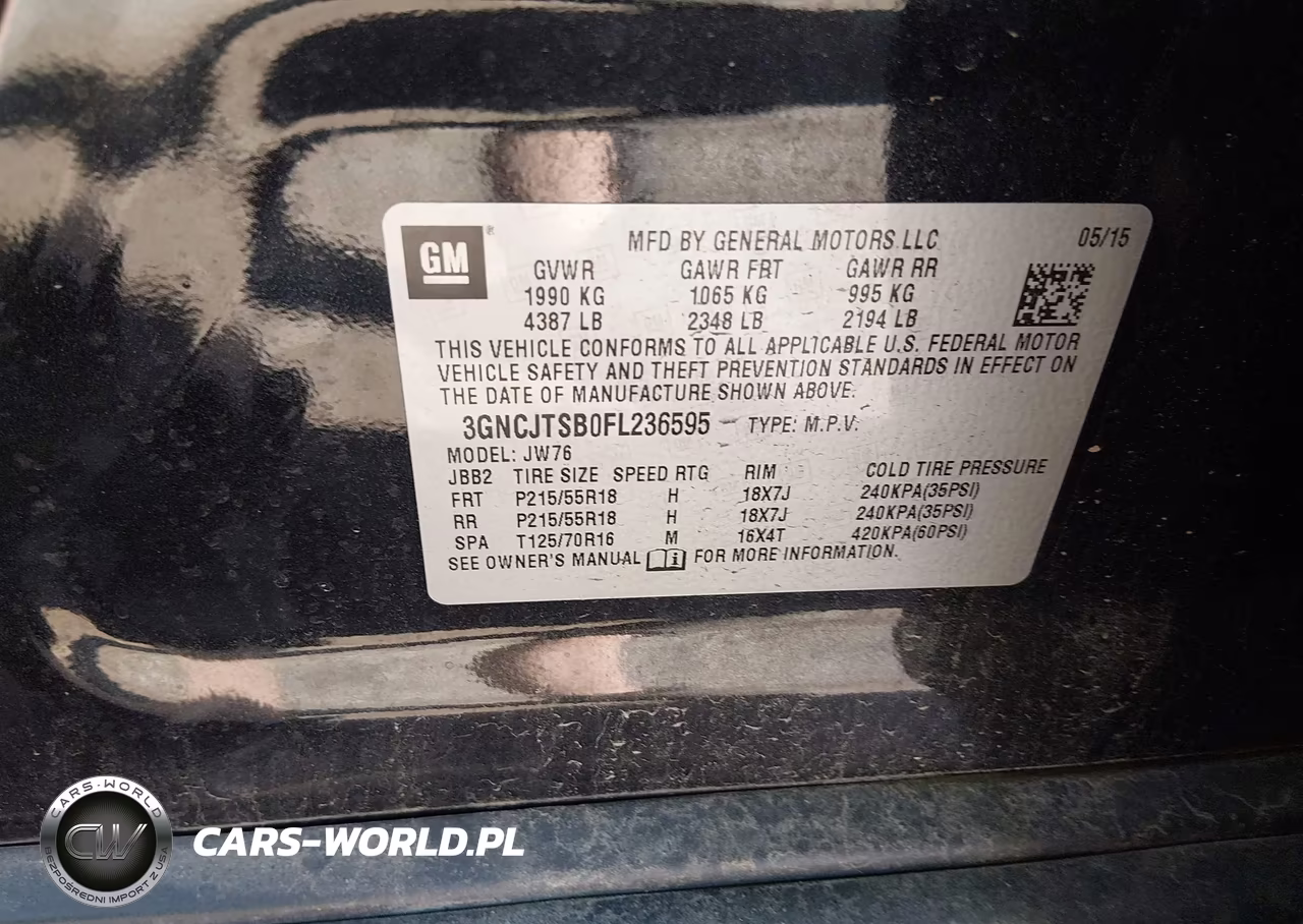 2015 Chevrolet Trax Ltz VIN:3GNCJTSB0FL236595 - 9
