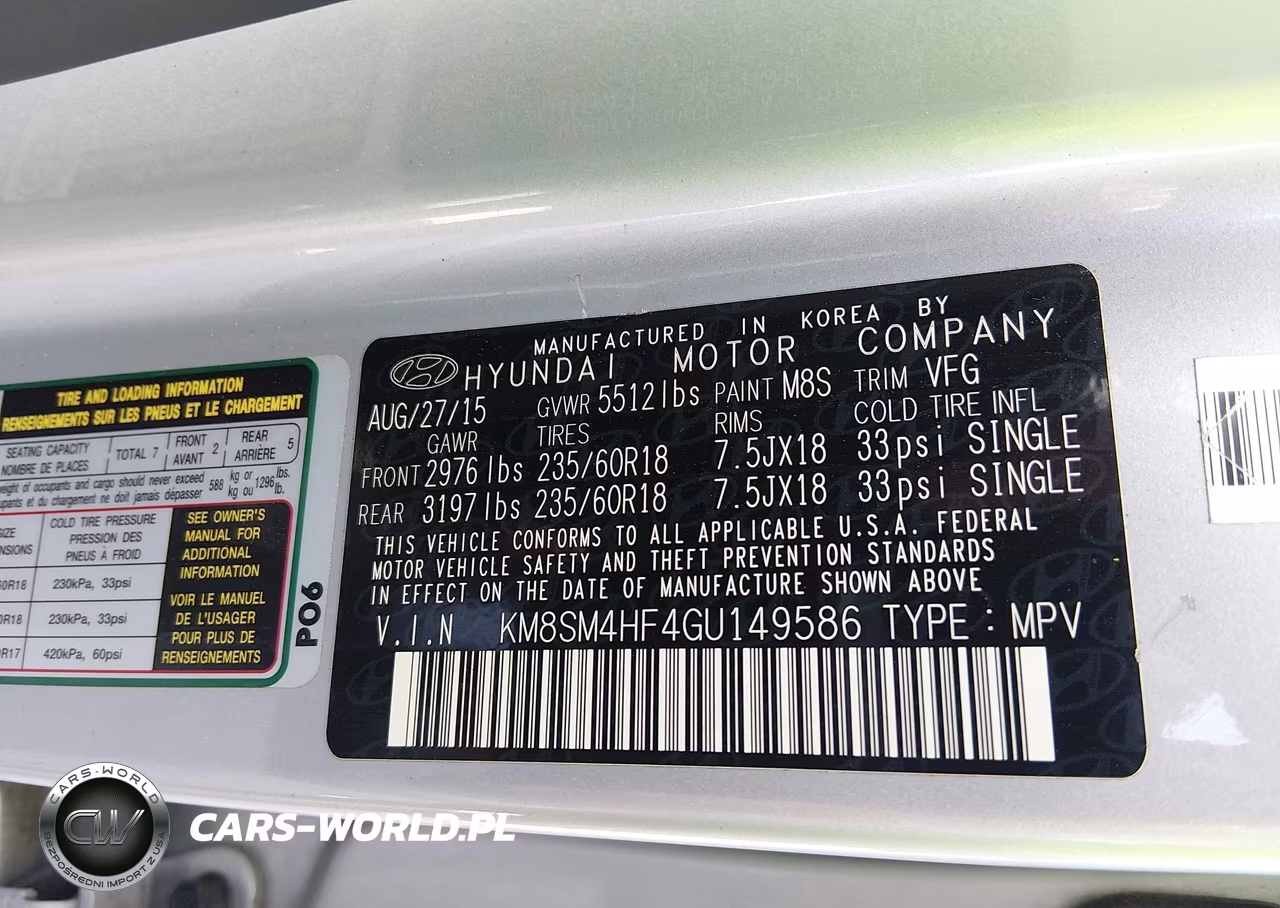 2016 Hyundai Santa Fe Se VIN:KM8SM4HF4GU149586 - 9