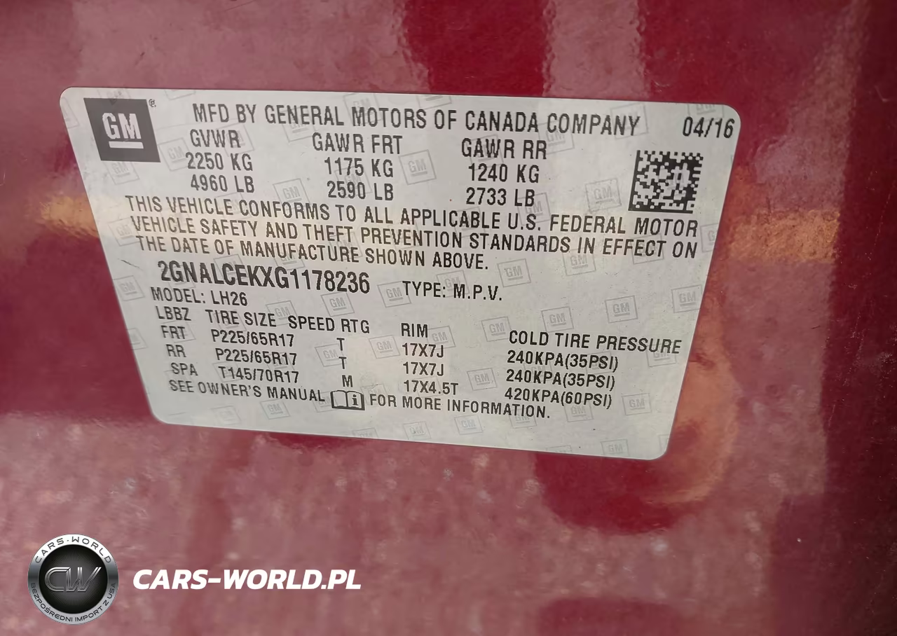 2016 Chevrolet Equinox Lt VIN:2GNALCEKXG1178236 - 9