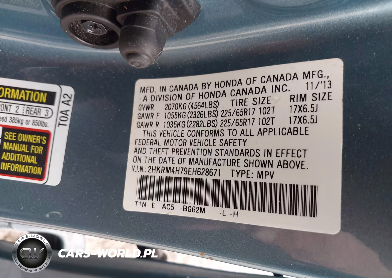 2014 Honda Cr-V Ex-L VIN:2HKRM4H79EH628671 - 9