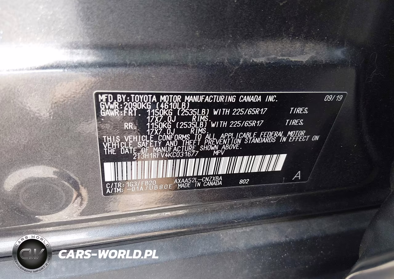 2019 Toyota Rav4 Le VIN:2T3H1RFV4KC031677 - 9