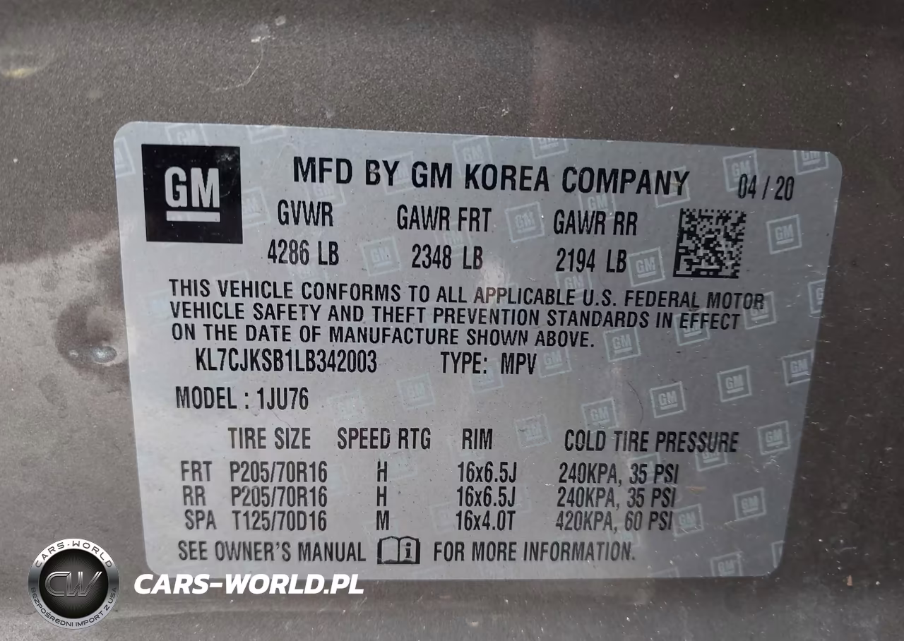 2020 Chevrolet Trax Fwd Ls VIN:KL7CJKSB1LB342003 - 9