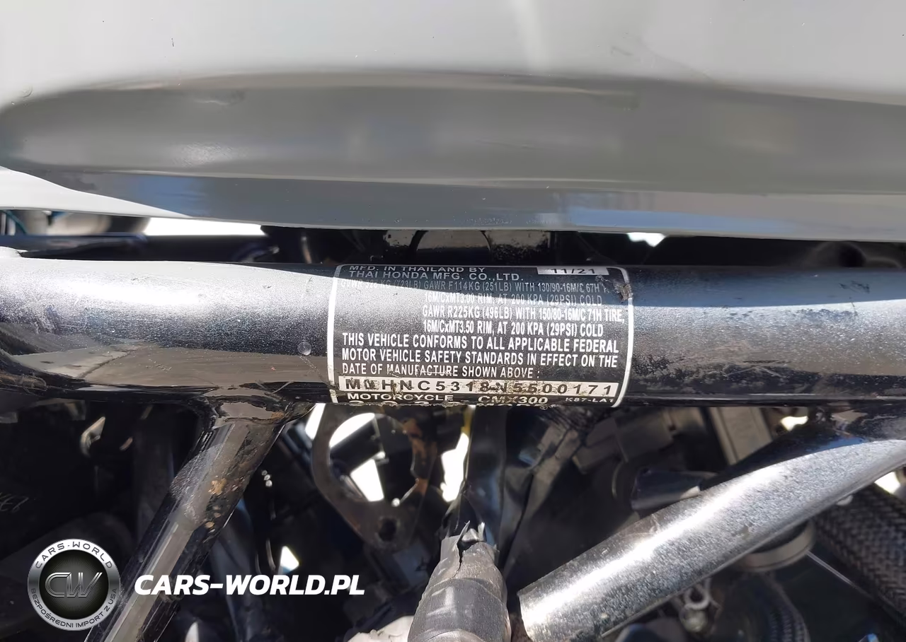 2022 Honda Cmx300 VIN:MLHNC5318N5500171 - 10