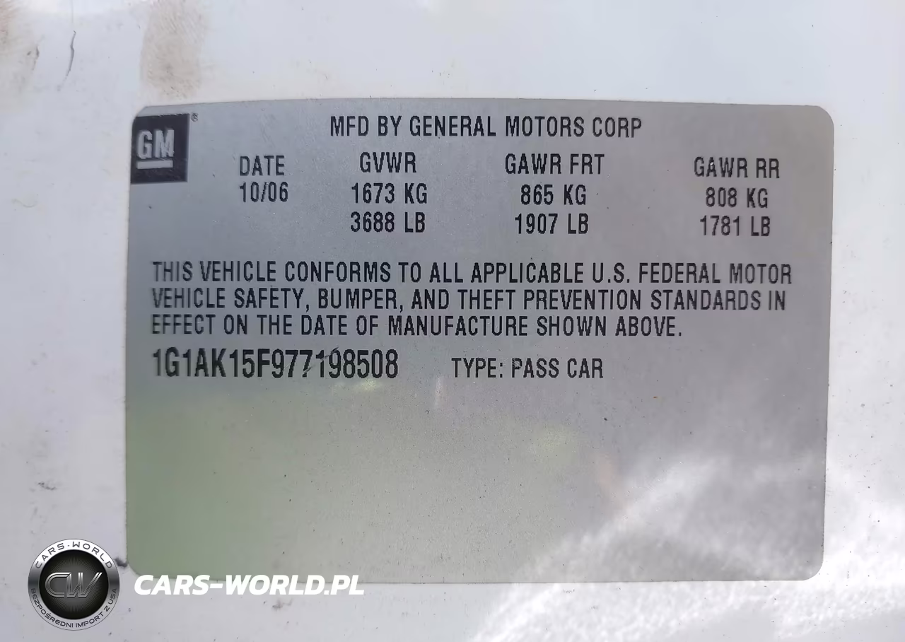 2007 Chevrolet Cobalt Ls VIN:1G1AK15F977198508 - 9