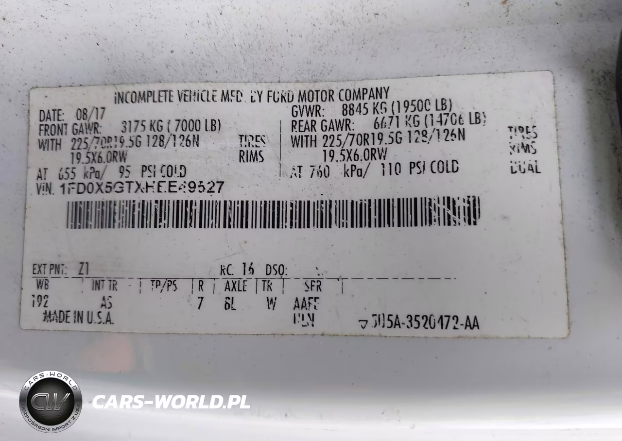2017 Ford F-550 Chassis Lariat-Xl-Xlt VIN:1FD0X5GTXHEE49527 - 8