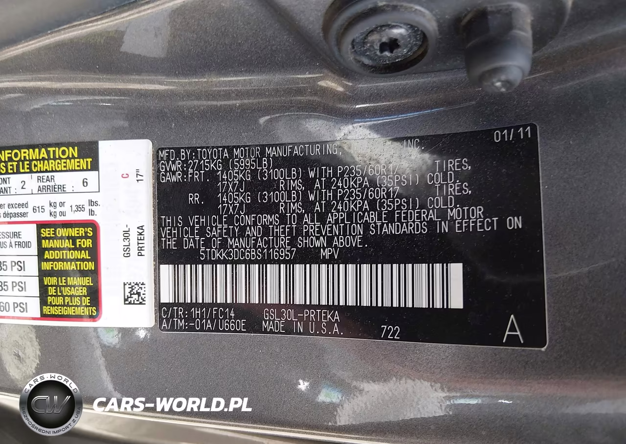 2011 Toyota Sienna Le V6 VIN:5TDKK3DC6BS116957 - 9