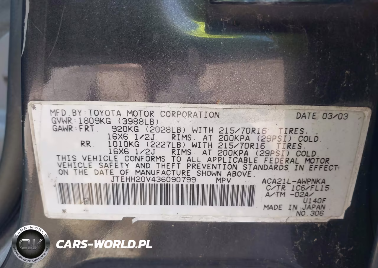 2003 Toyota Rav4 VIN:JTEHH20V436090799 - 9