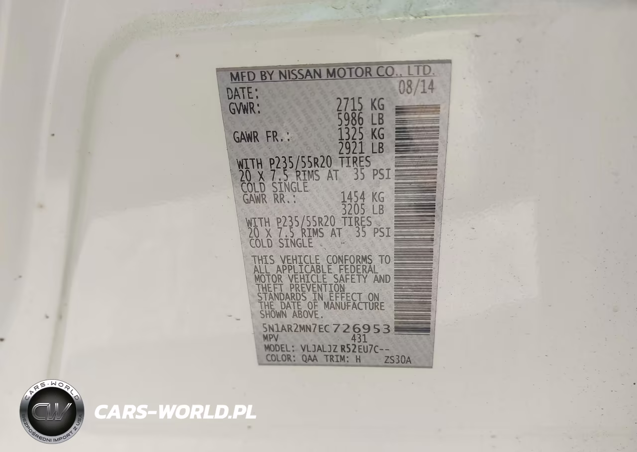 2014 Nissan Pathfinder Platinum VIN:5N1AR2MN7EC726953 - 9