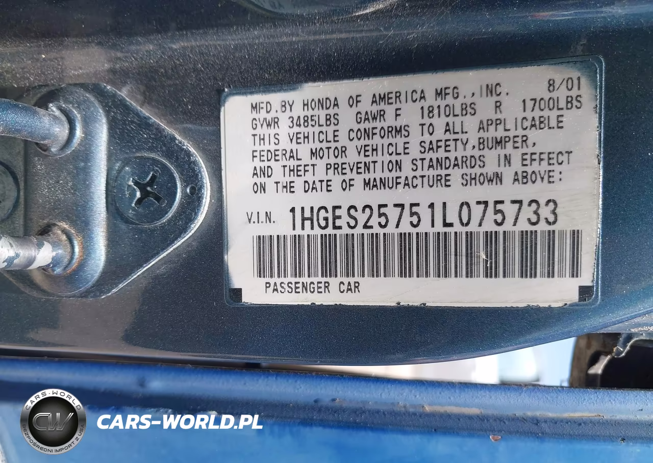2001 Honda Civic Ex VIN:1HGES25751L075733 - 9