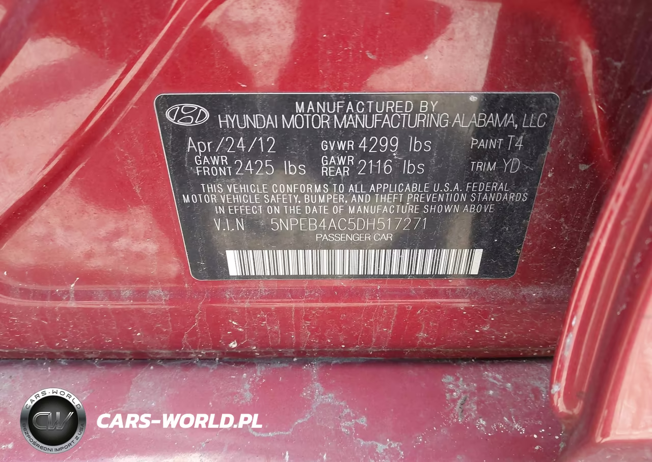 2013 Hyundai Sonata Gls VIN:5NPEB4AC5DH517271 - 9