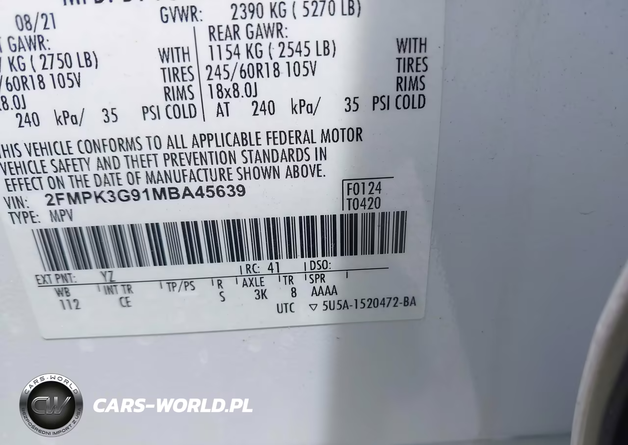 2021 Ford Edge Se VIN:2FMPK3G91MBA45639 - 9