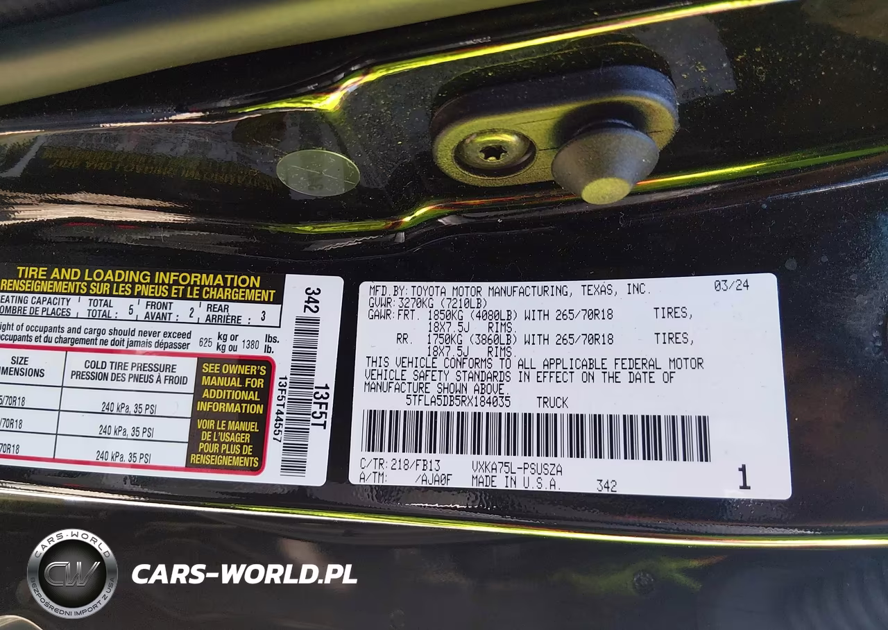 2024 Toyota Tundra Sr5 VIN:5TFLA5DB5RX184035 - 9