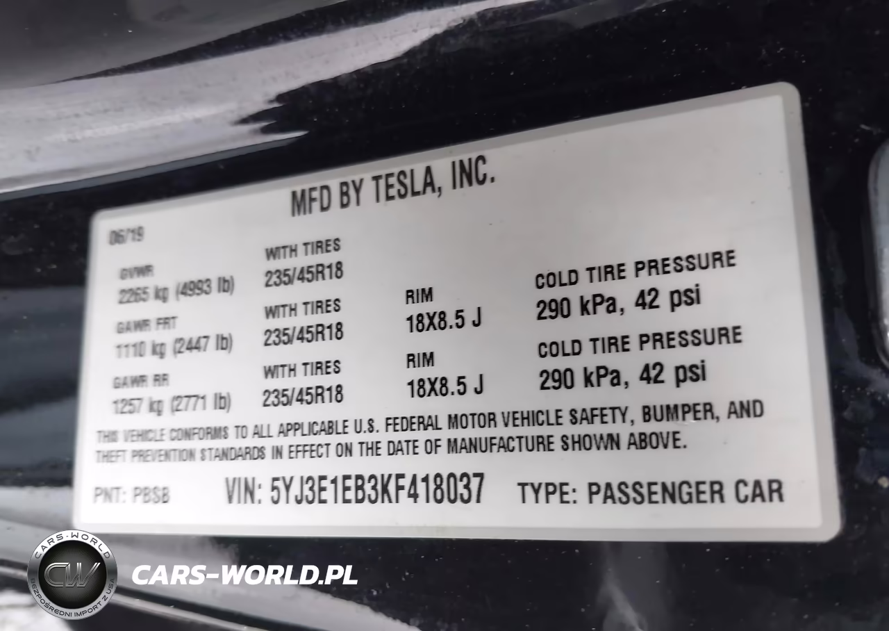 2019 Tesla Model 3 Long Range-Performance VIN:5YJ3E1EB3KF418037 - 9