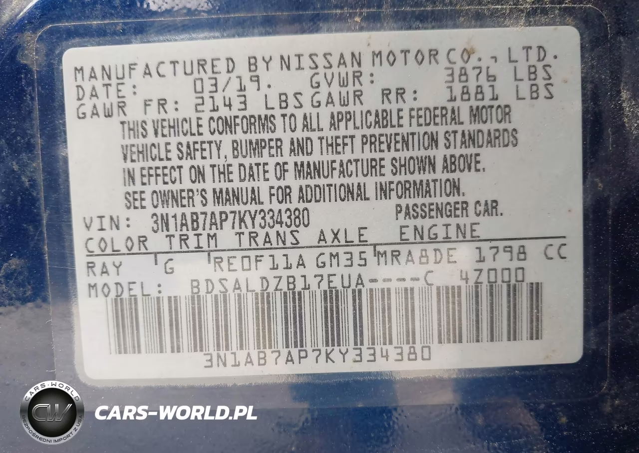 2019 Nissan Sentra Sv VIN:3N1AB7AP7KY334380 - 9