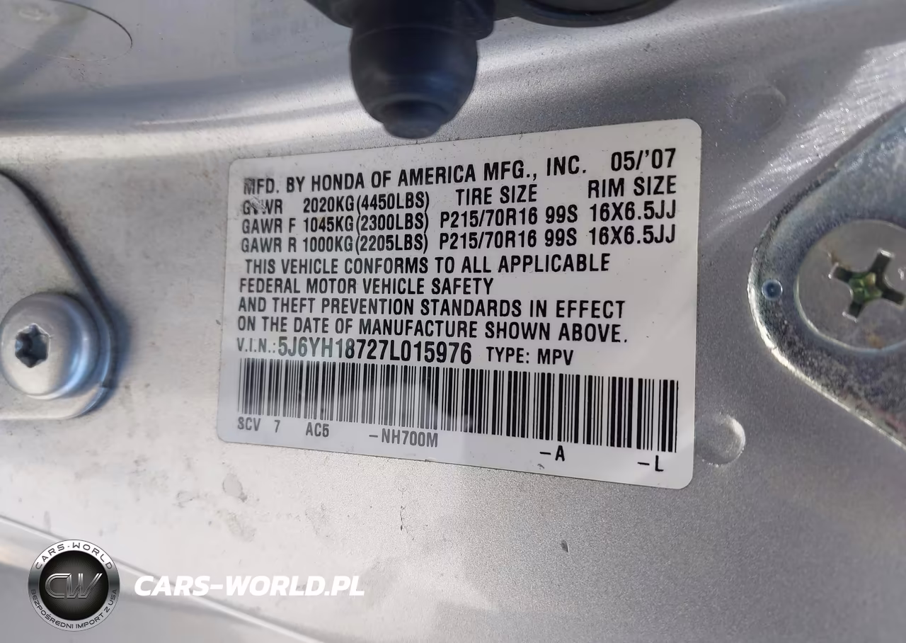2007 Honda Element Ex VIN:5J6YH18727L015976 - 9