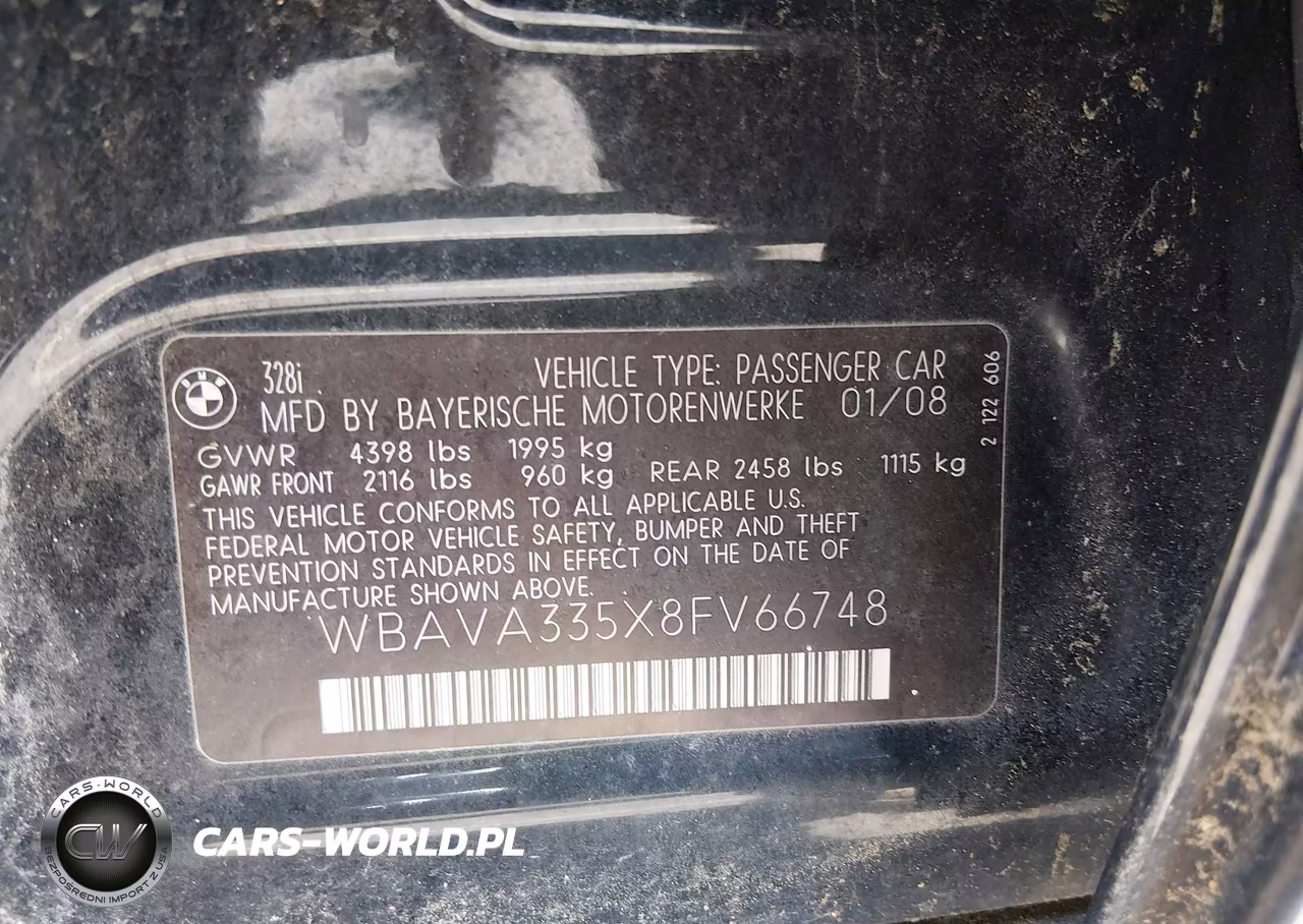 2008 BMW 328I VIN:WBAVA335X8FV66748 - 9