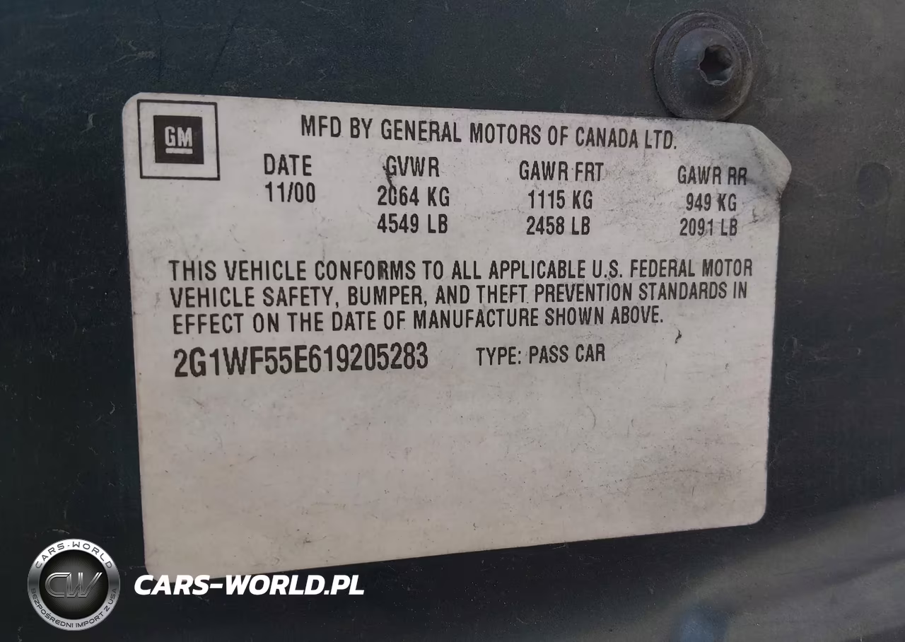 2001 Chevrolet Impala VIN:2G1WF55E619205283 - 9