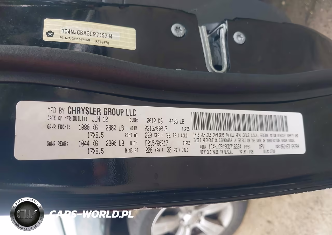 2012 Jeep Compass Sport VIN:1C4NJCBA3CD716334 - 9