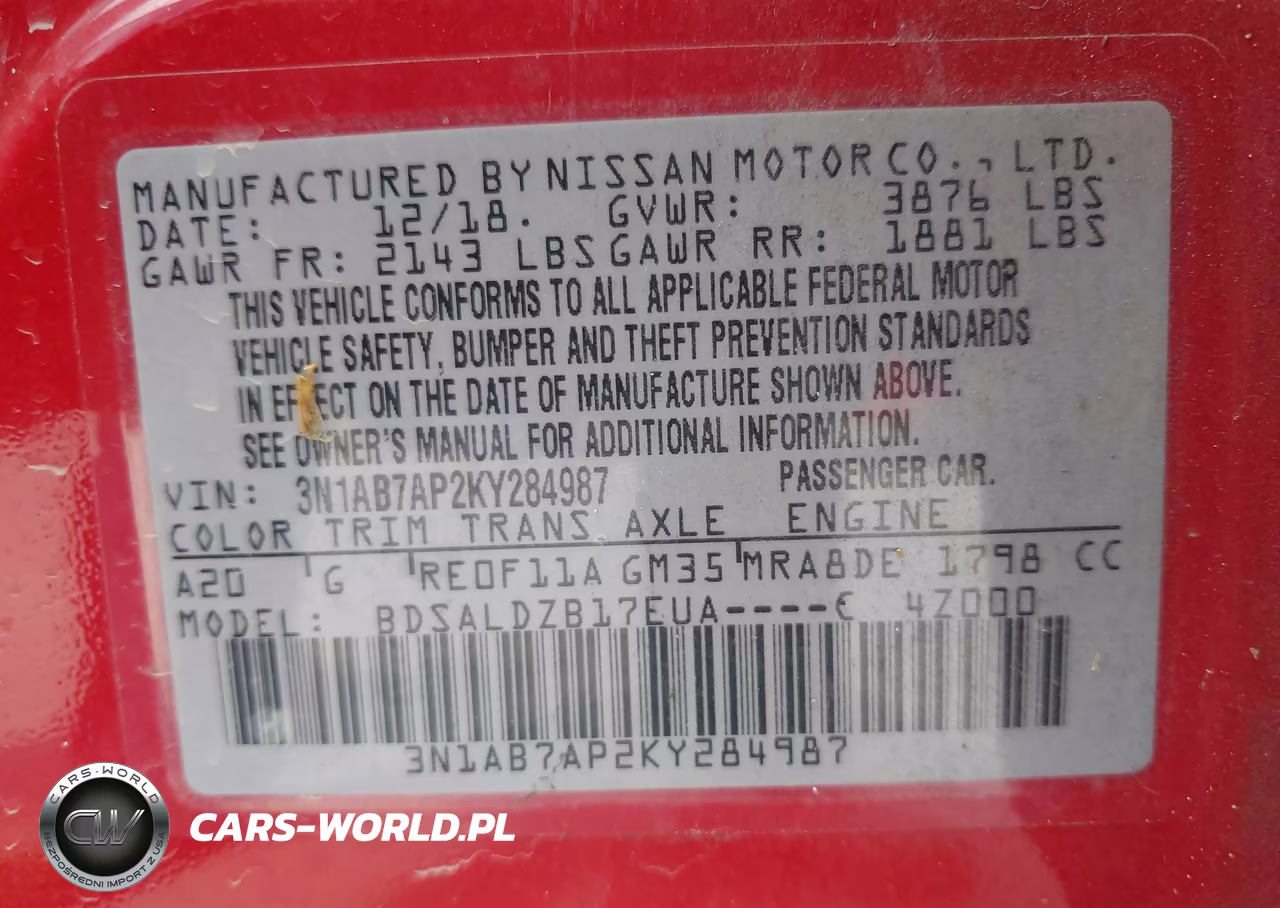 2019 Nissan Sentra Sv VIN:3N1AB7AP2KY284987 - 9