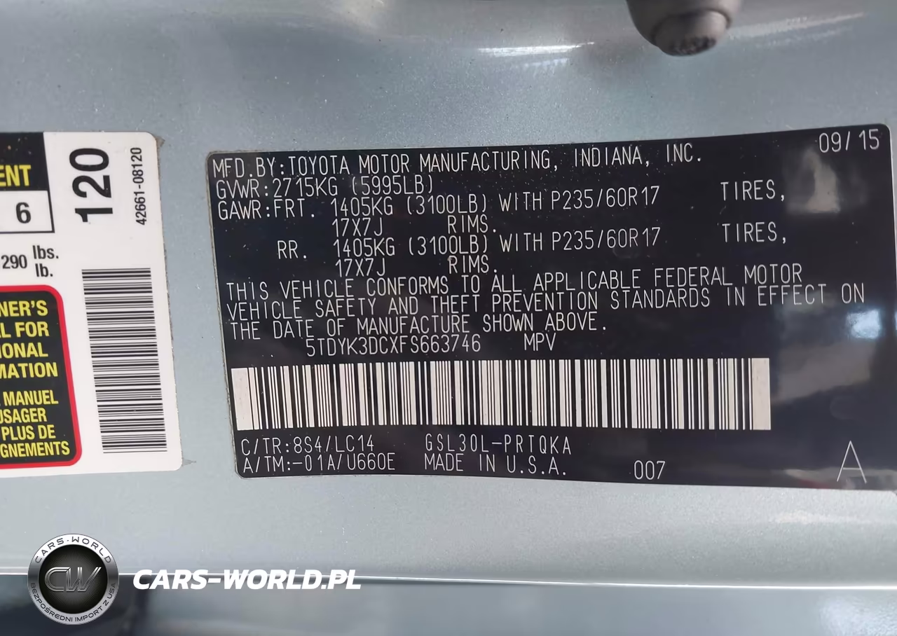 2015 Toyota Sienna Xle 8 Passenger VIN:5TDYK3DCXFS663746 - 9