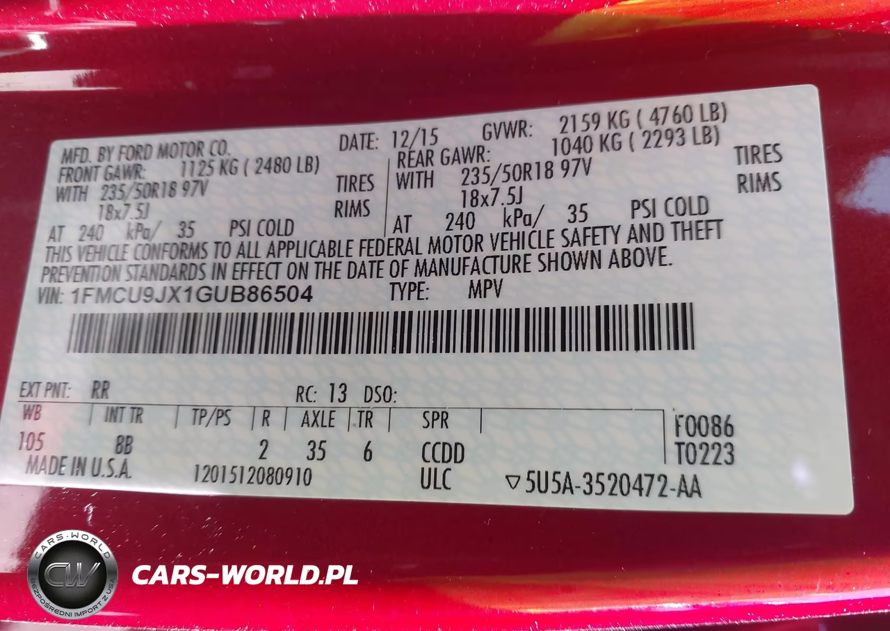 2016 Ford Escape Titanium VIN:1FMCU9JX1GUB86504 - 9