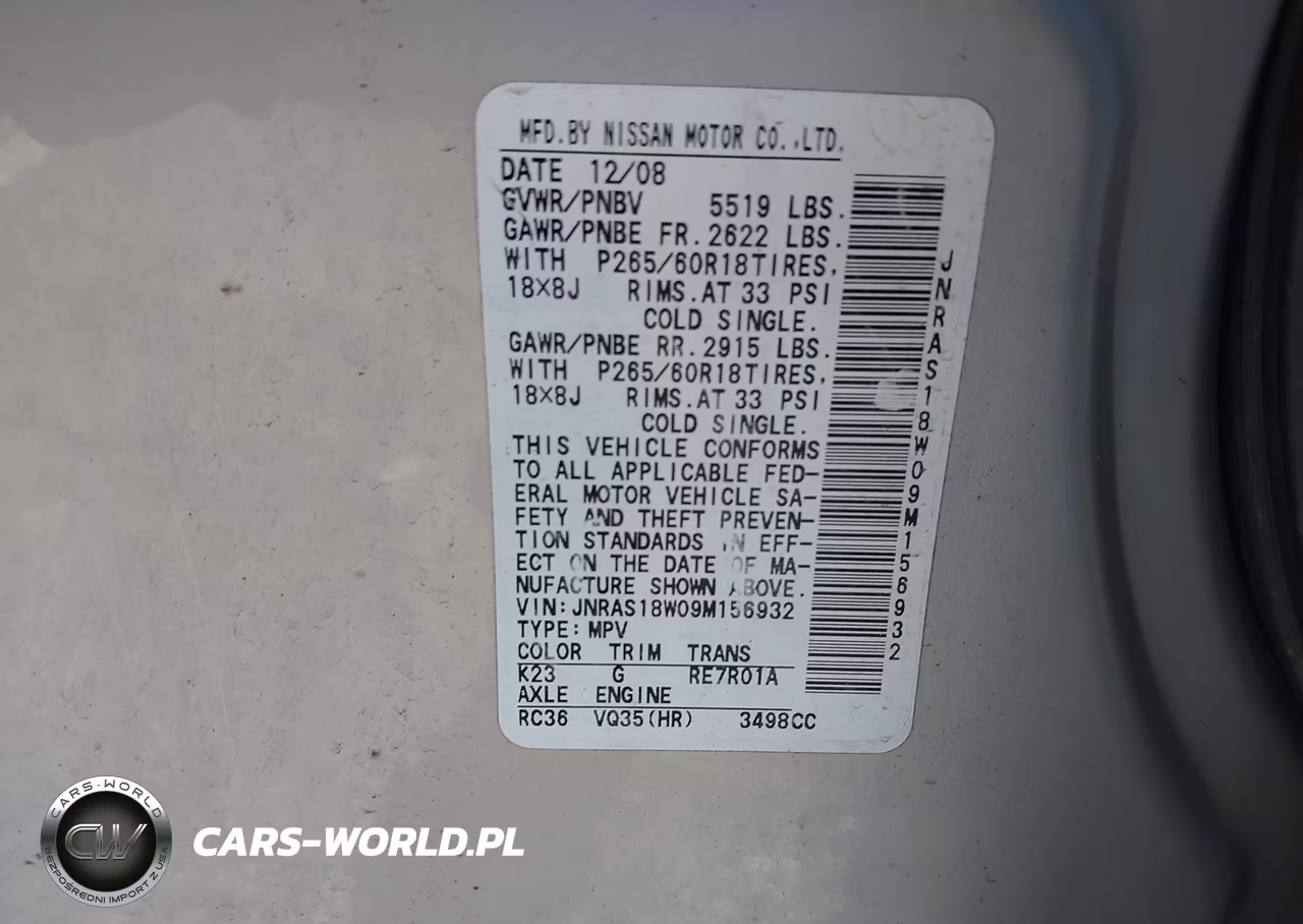2009 Infiniti Fx35 VIN:JNRAS18W09M156932 - 9