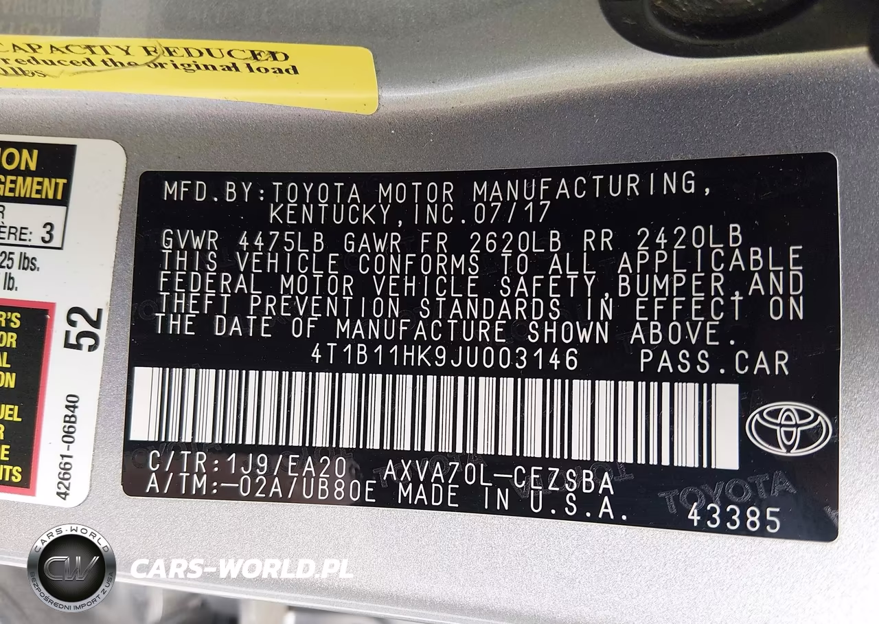 2018 Toyota Camry Se VIN:4T1B11HK9JU003146 - 9