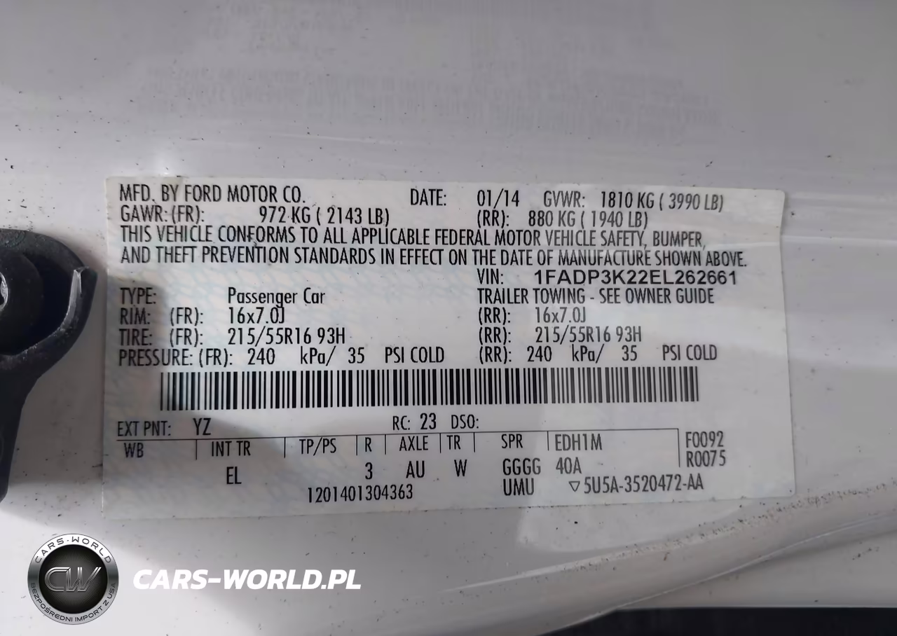 2014 Ford Focus Se VIN:1FADP3K22EL262661 - 9
