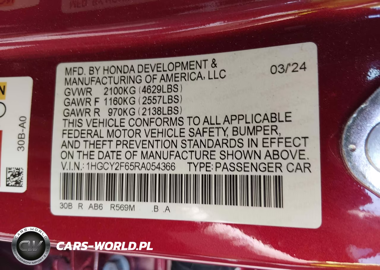 2024 Honda Accord Hybrid Ex-L VIN:1HGCY2F65RA054366 - 9