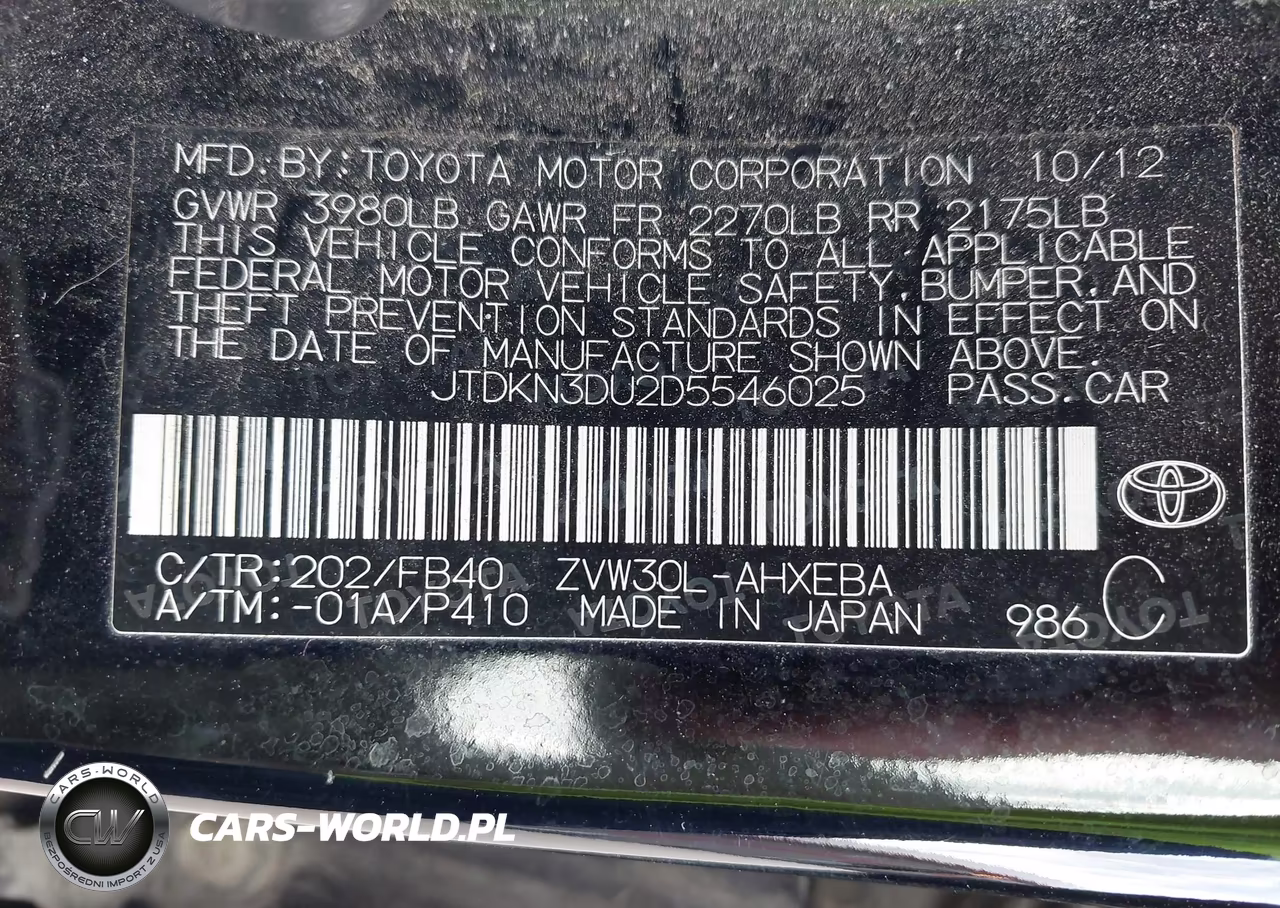 2013 Toyota Prius Two VIN:JTDKN3DU2D5546025 - 9