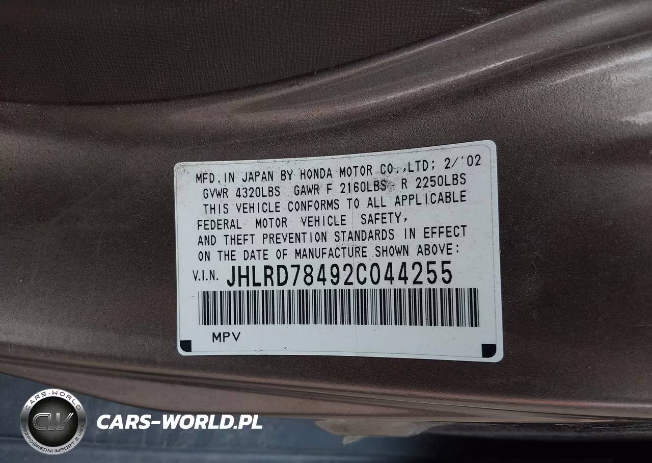 2002 Honda Cr-V Lx VIN:JHLRD78492C044255 - 9