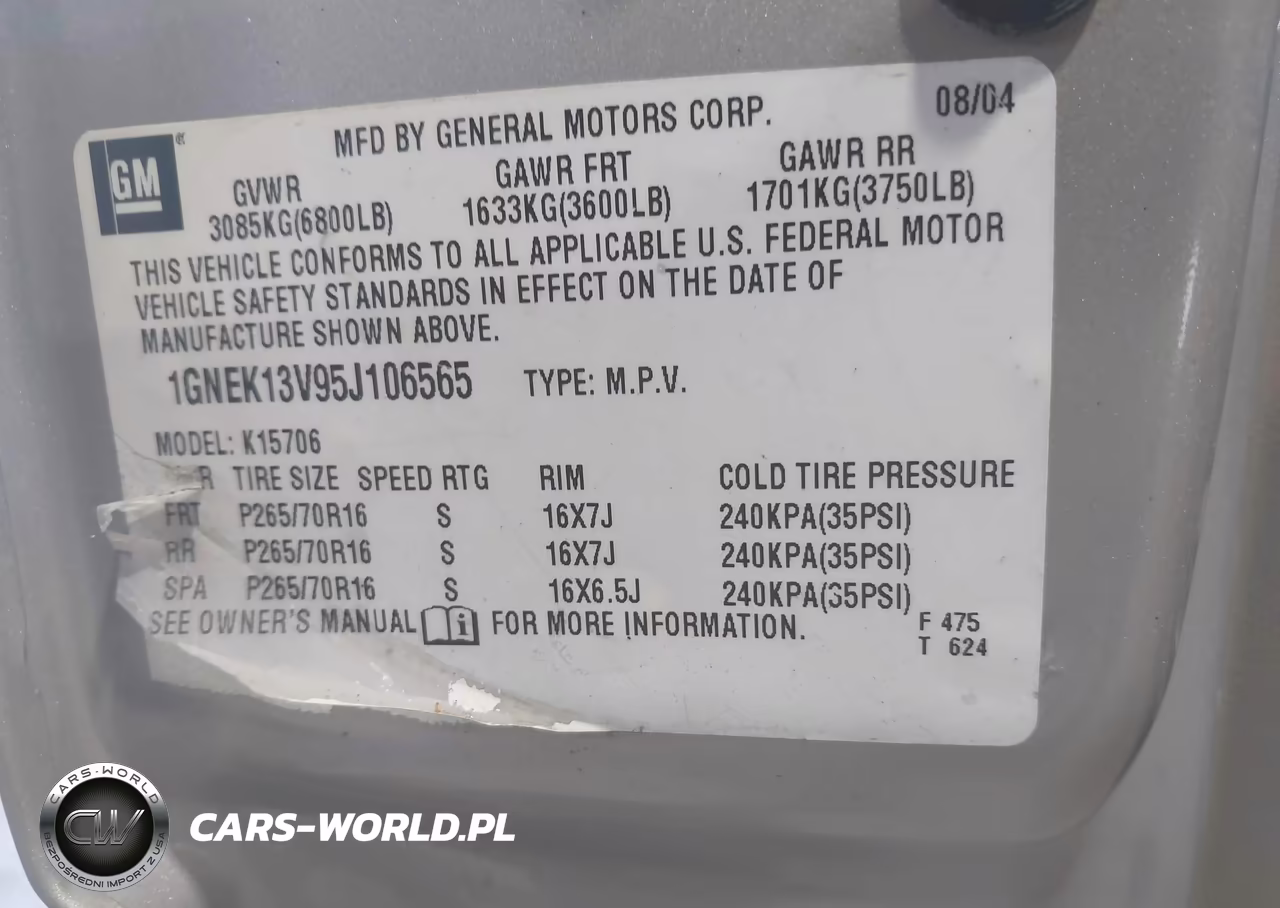 2005 Chevrolet Tahoe Ls VIN:1GNEK13V95J106565 - 9