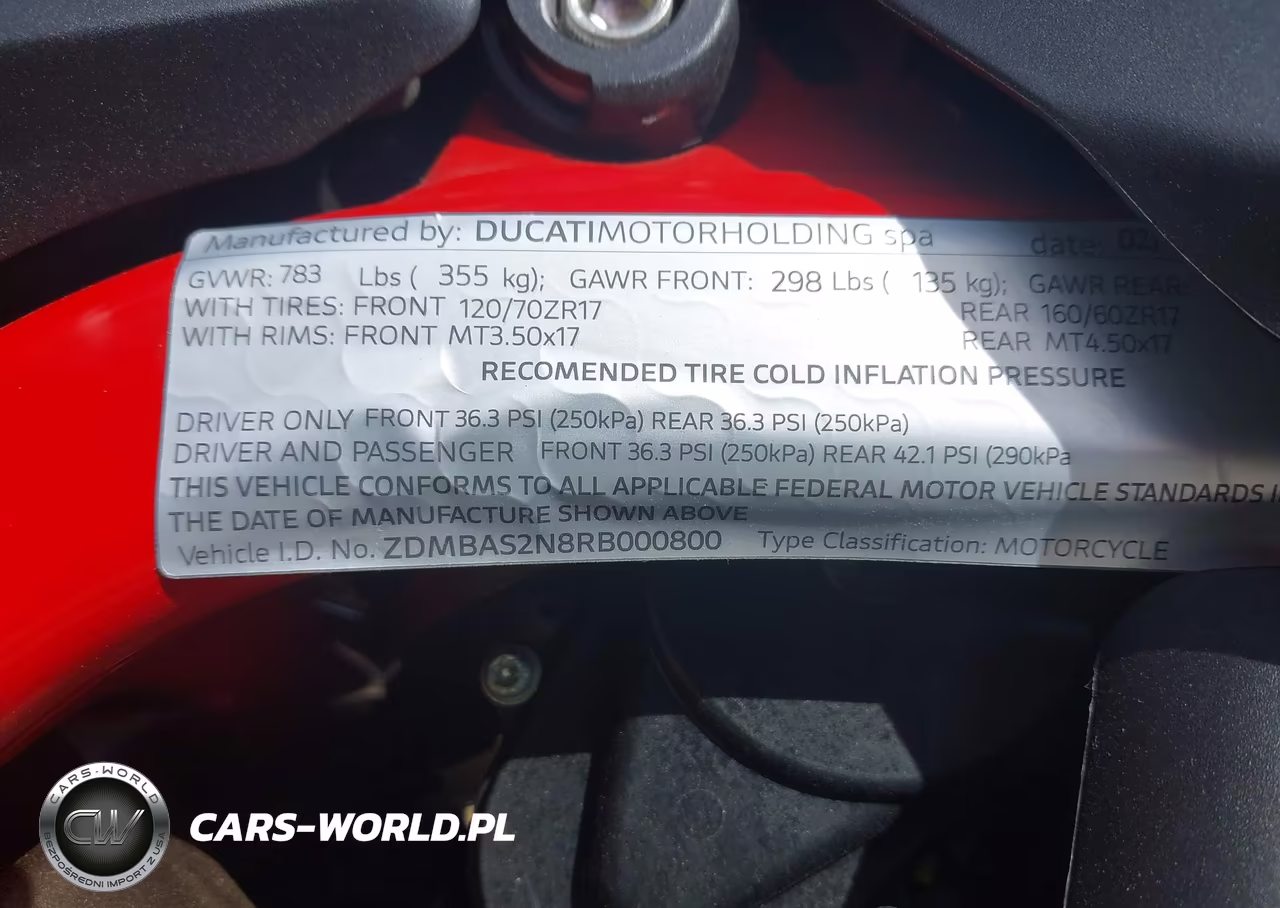2024 Ducati Hypermotard VIN:ZDMBAS2N8RB000800 - 10