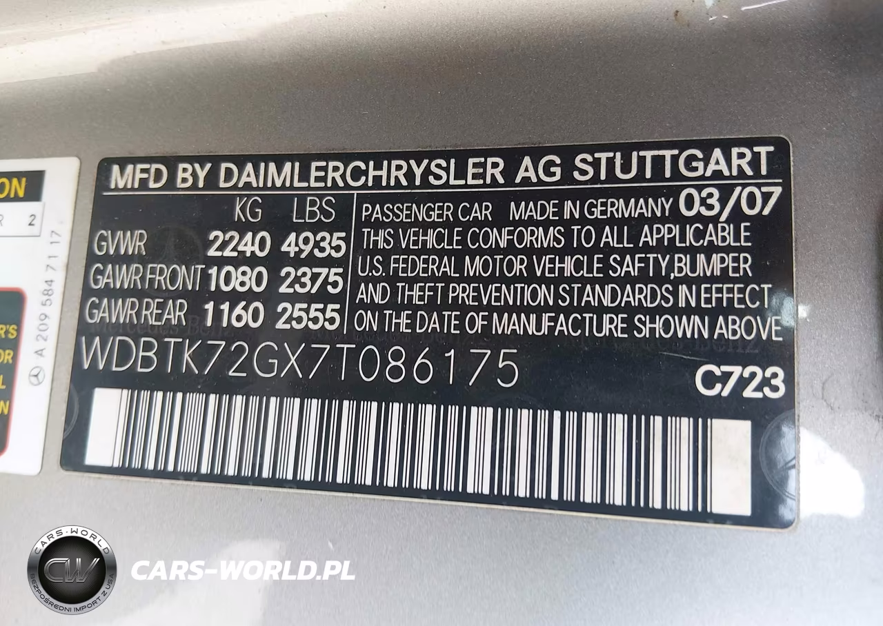 2007 Mercedes-Benz Clk 550 VIN:WDBTK72GX7T086175 - 9