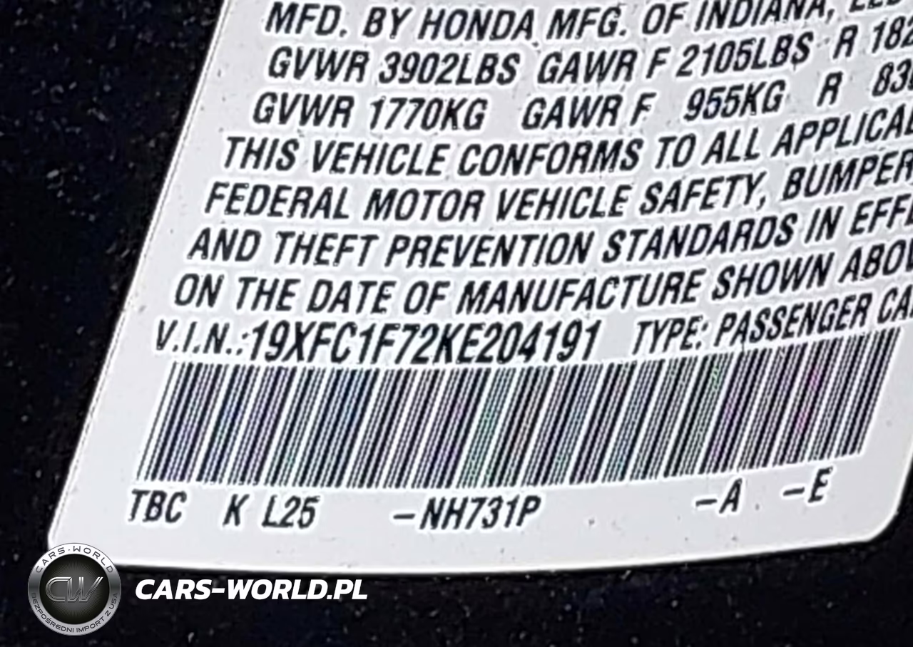 2019 Honda Civic Ex-L VIN:19XFC1F72KE204191 - 9