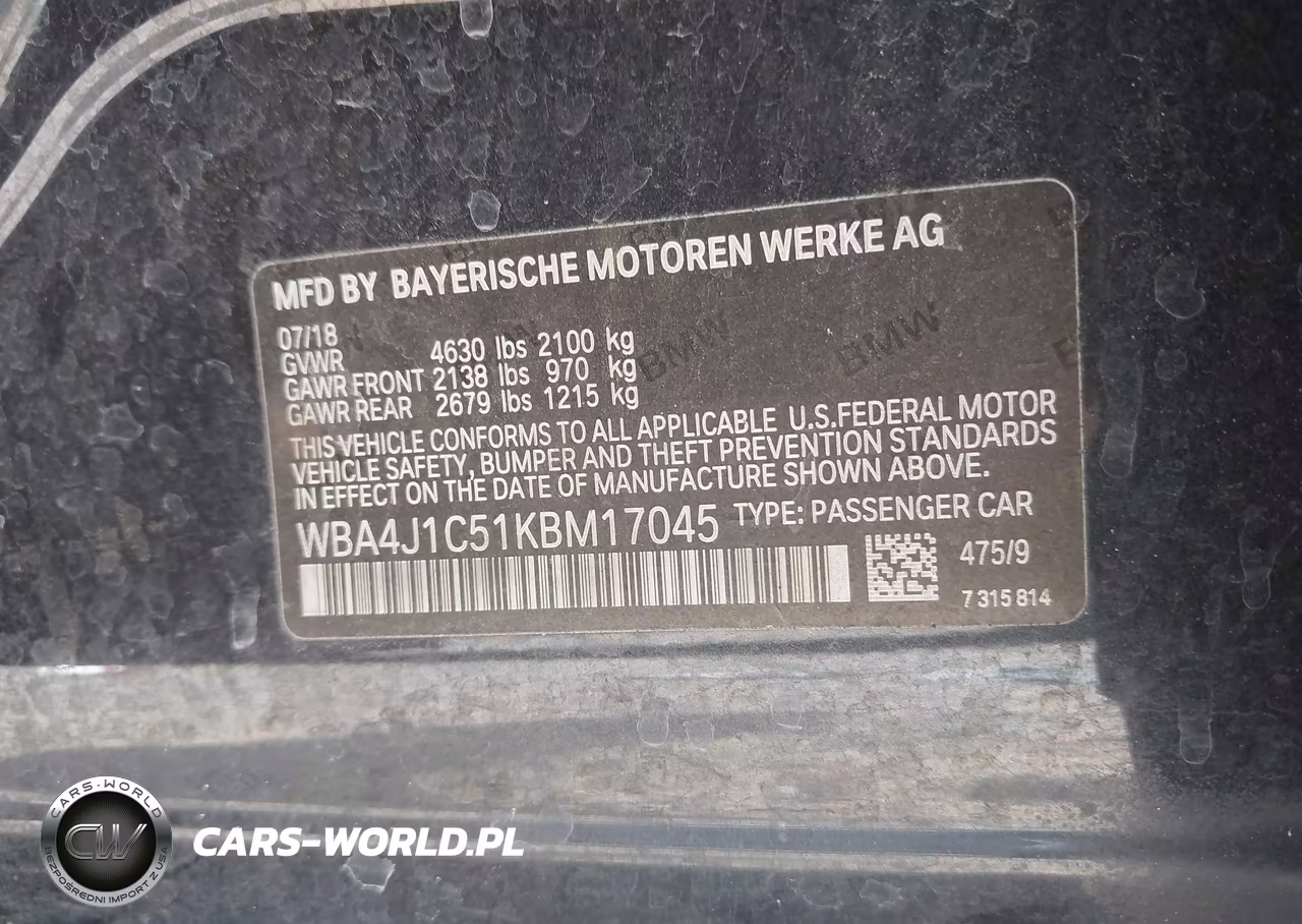 2019 BMW 430I Gran Coupe VIN:WBA4J1C51KBM17045 - 9