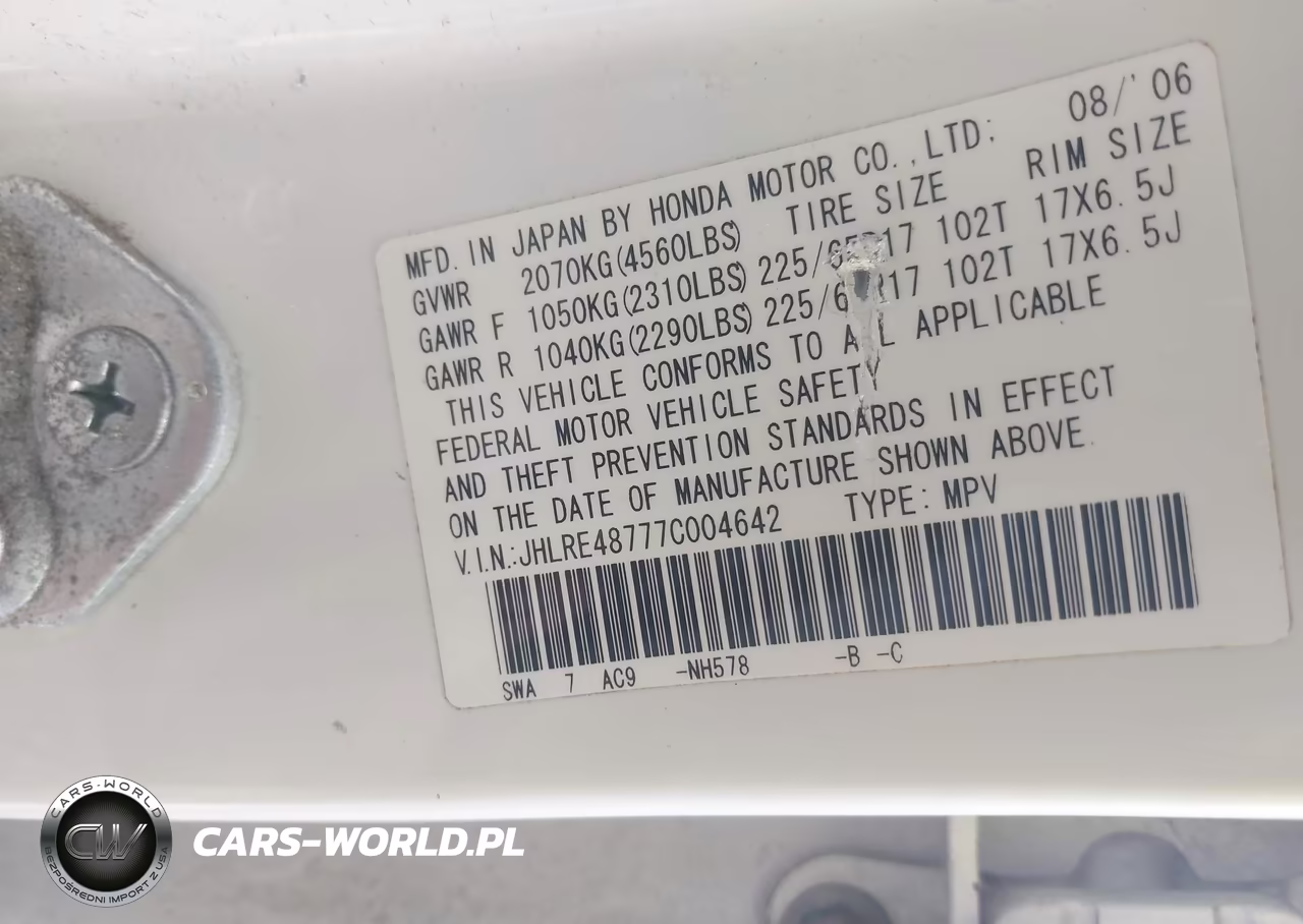 2007 Honda Cr-V Ex-L VIN:JHLRE48777C004642 - 9